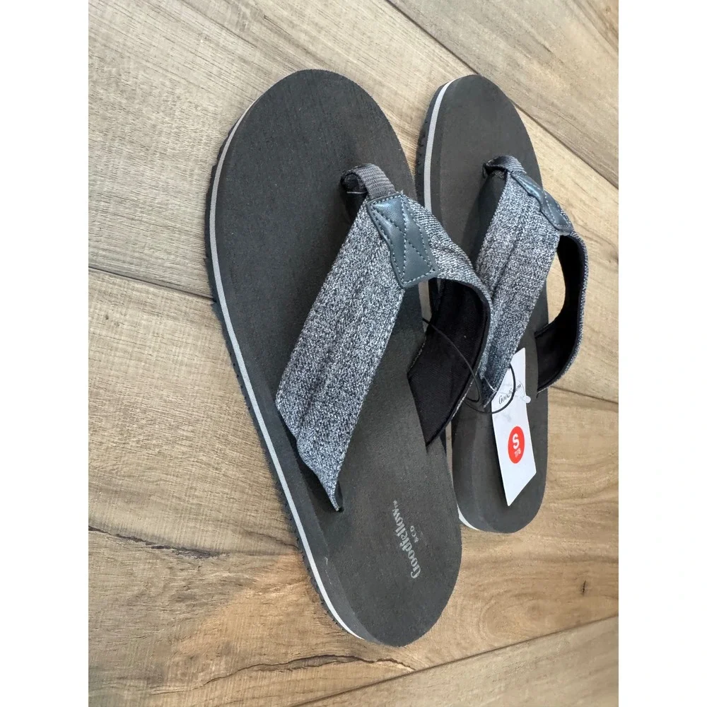 Goodfellow &‎ Co Flip Flop Sandals Mens Size Small 7/8 Gray Fabric Strap Foam